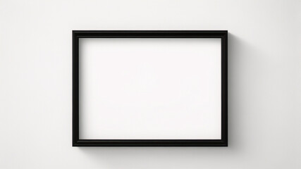 Lienzo en blanco vacío con marco decorativo negro sobre una maqueta de fondo blanco	 - obrazy, fototapety, plakaty