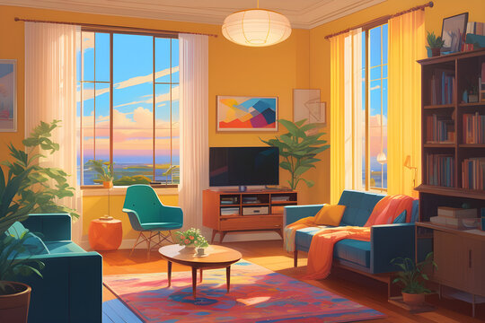 living room interior, generative ai