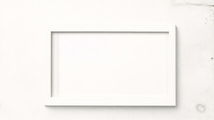 Obraz premium Weißes Rahmenmodell im Innenraum auf weißem Wandhintergrund. Vorlagenrahmen für Text. Poster-Attrappe. Rechteckiges Wandbild oder Fotorahmen-Attrappe 