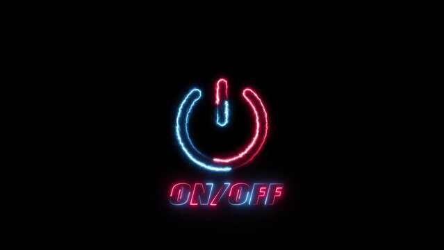 Neon power button animation 4k 