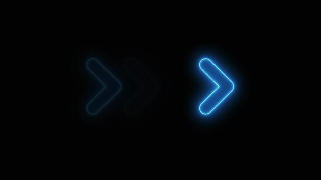 Directional  Glowing neon arrow loop loading animation 