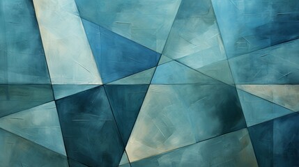 Abstract Geometric Blue Tones Painting