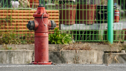 Fototapeta na wymiar a red fire hydrant