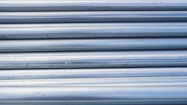 Closeup of gray Industrial steel pipes with blurred background