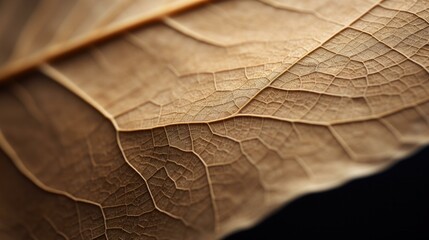 A close up of a leaf with veins. Generative AI.