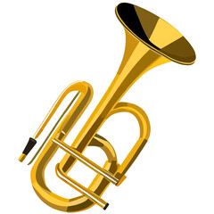 gold trumpet isolated 