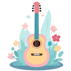 guitar with flowers