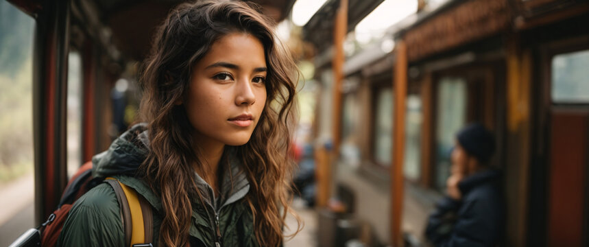 portrait of a woman on the train, traven concept