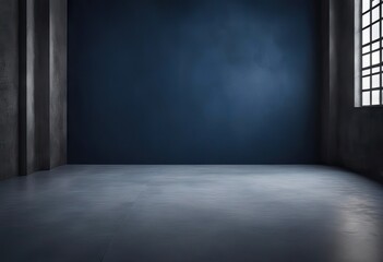 Dark Blue Grunge Cement Wall Studio Room Space Product Background Template stock photoBackgrounds, Blue, Backdrop - Artificial Scene, Domestic Room, Empty
