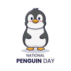 Cute happy penguin cartoon icon illustration good for national penguin day