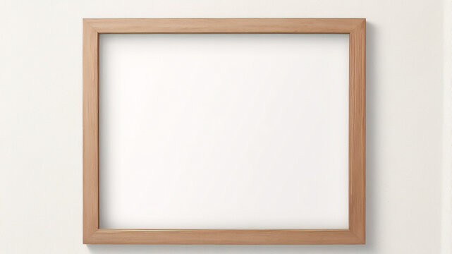 Moderner brauner Naturholzrahmen isoliert auf transparentem Hintergrund. D&uuml;nnes Portr&auml;t-vertikales Rechteck-Holzrahmenmodell f&uuml;r Poster, Foto, Bild, Bild, Wandkunstmodell