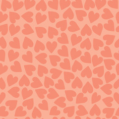 Peach colored hearts. Peach fuzz, seamless pattern with hearts for Valentine's Day, Wedding.