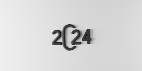 happy new year 2024 background new year holidays card with bright lights, gifts,3d illustration.