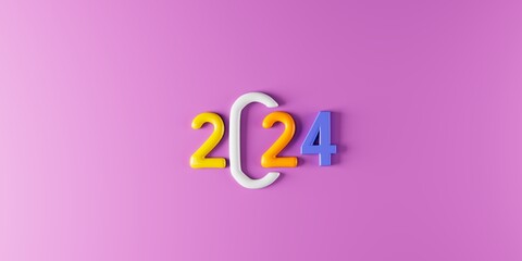 happy new year 2024 background new year holidays card with bright lights, gifts,3d illustration.