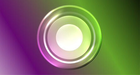 Neon glass circle copyspace for your text or product presentation geometric background. Vector illustration For Wallpaper, Banner, Background, Card, Book Illustration, landing page