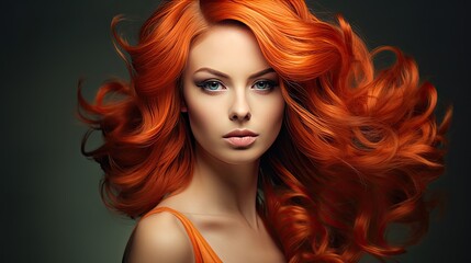 Naklejka premium Portrait of a young beautiful woman with bright and colorful hairstyle, showing individuality and creativity. Generative AI