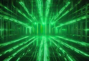 Fototapeta premium Abstract green technology lines background stock illustrationGreen Color, Backgrounds, Electricity, Abstract,