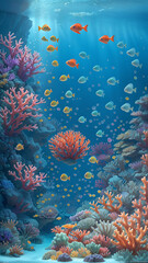 Fototapeta na wymiar tropical coral reef --ar 9:16 mobile wallpaper