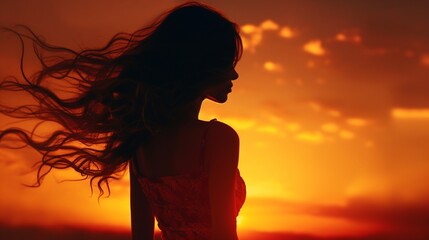 silhouette of a girl in the sunset