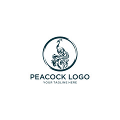 Vector illustration of a classic peacock luxury logo that can be used for logo designs related to poultry. holiday parks. experience. farmer. animals. birds