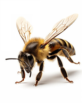Naklejki Cute Honey Bee animal nature concept isolated on white background. Bee mascot.