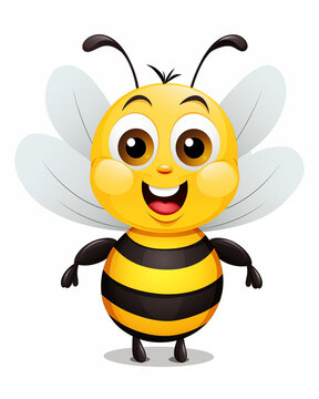 Cute Honey Bee cartoon vector icon illustration animal nature concept isolated on white background. Cartoon cute bee mascot.
