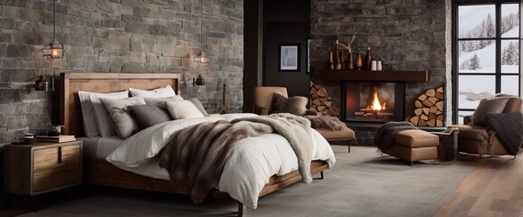 Create a cozy Canadian bedroom retreat with warm, earthy tones, plush textiles, and rustic decor.