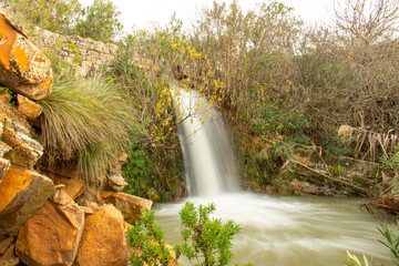 Waterfall in the national park in Bazina Joumine, Bizerte, Tunisia