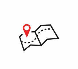 map icon flat design navigation point red for location 