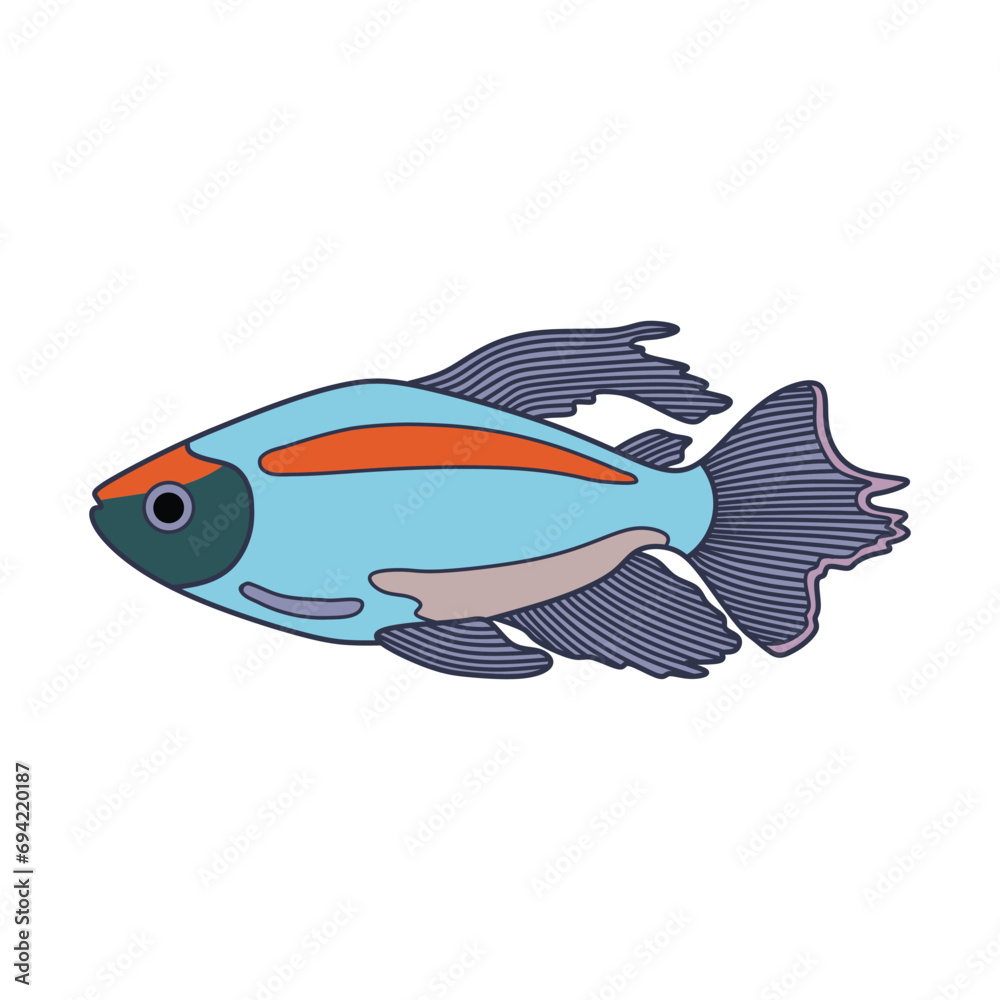 Wall mural cartoon vector illustration congo tetra fish icon isolated on white background - Wall murals