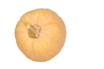 Ripe pumpkin on a white background. Fruits and symbols for Halloween.