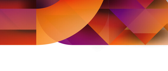 Obraz premium Geometric fusion - abstract harmony of triangles and circles in minimalist background design. Shapes and lines design for wallpaper, banner, background, landing page, wall art, invitation, prints