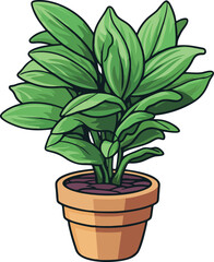 Versatile potted plant with lush green leaves and a brown pot on a white background, perfect for a fresh and organic feel in creative projects.