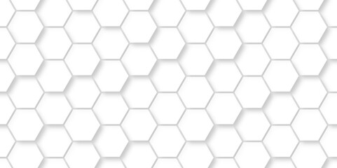 Abstract background of hexagon. White honeycomb with a gradient color. Isometric geometry. colorful hexagons background. Random displacement. Good background. Simply geometric pattern and Copy space. - obrazy, fototapety, plakaty