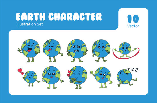 Earth Character Illustration set