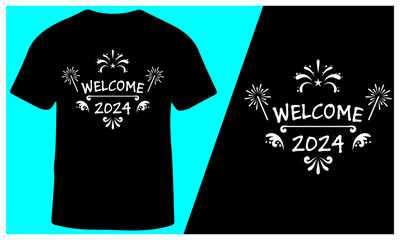 Happy New Year 2024 Special T-Shirt Design for Men, Women and Kids, Vector Illustration.