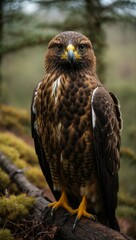 A portrait of the golden eagle (Aquila chrysaetos) looking straight at the viewer.