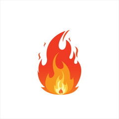 Fire on white vector illustration isolated, hot flame symbol art