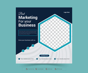 Marketing Agency Social Media Post, Digital Marketing Web Banner, Corporate Square Flyer Template.