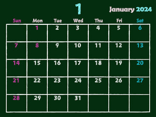 2024年1月黒板カレンダー