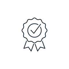 Quality verified.  Vector linear icon illustration isolated on white background.