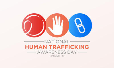 National Human Trafficking Awareness Day is observed every year on january 11. Vector illustration on the theme of Human Trafficking Day. Template for banner, greeting card, poster with background.