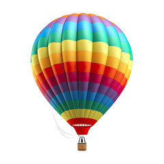 Fototapeta premium photography of a colored 3D hot air balloon, ultra-realistic, photorealistic, isolated on white background PNG