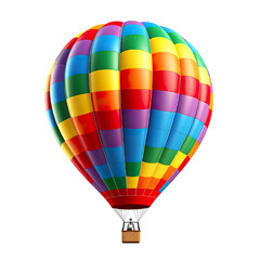 photography of a colored 3D hot air balloon, ultra-realistic, photorealistic, isolated on white background PNG