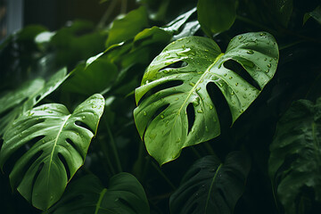 tropical-green-leaves-background © makna
