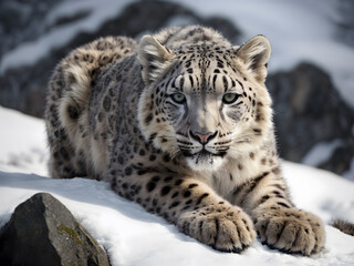 A close up of a cute wild animal, snow leopard
