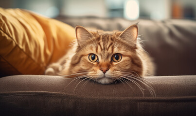 cat on a sofa