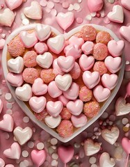 Obraz na płótnie Canvas pink heart shaped candies