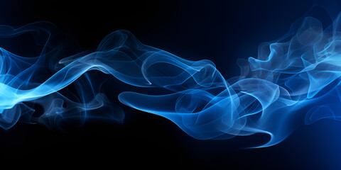 Blue smoke abstract on black background, toxic gas, darkness concept