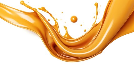 Caramel sauce or maple syrup swirl 3D splash isolated on a white background - obrazy, fototapety, plakaty